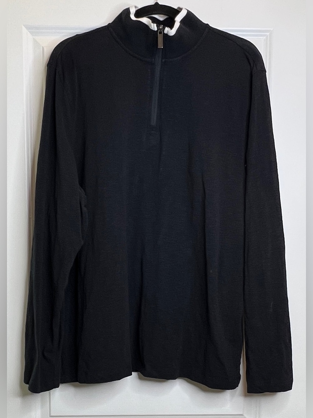 Perry Ellis Mens XL Quarter Zip Sweater Black Cotton Stretch Mock Neck Pullover